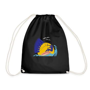 Kite Kitesurfing Kiteboarding Kitesurfer Gift - Drawstring Bag - black - Front