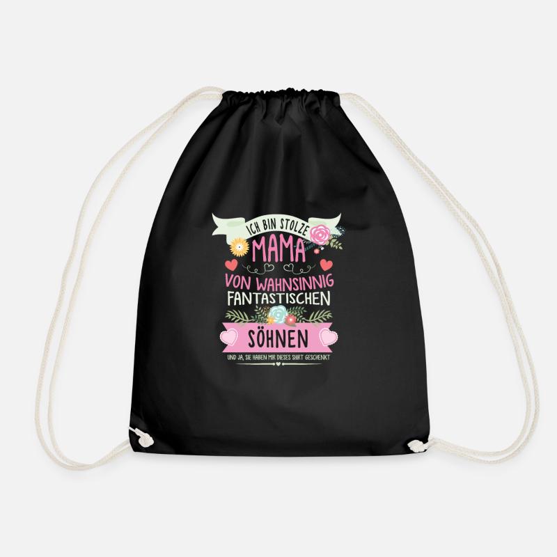 Ich bin stolze Mama von fantastischen Söhnen - Turnbeutel - Schwarz