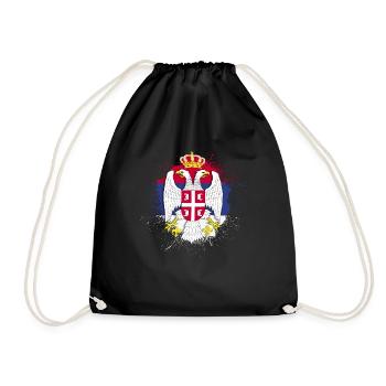 Serbien Belgrad Wappen Serbia Srbija Jugo Geschenk - Turnbeutel - Schwarz - Vorne