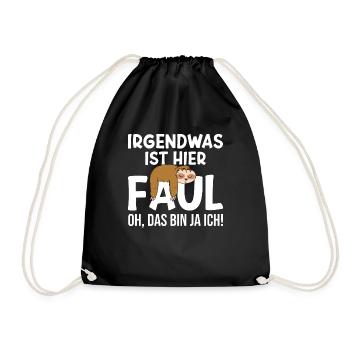 Irgendwas ist hier faul Faultier Faulenzer - Turnbeutel - Schwarz - Vorne