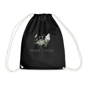 Preserve & Protect Environmental Protection Climate Protection Wolf - Drawstring Bag - black - Front