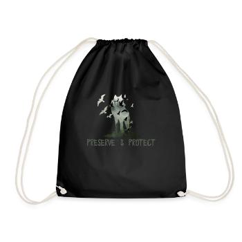 Preserve & Protect Environmental Protection Climate Protection Wolf - Drawstring Bag - black - Front