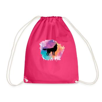 Wolf Dog Animal Wolves Pack Wilderness Forest Animals - Drawstring Bag - fuchsia - Front