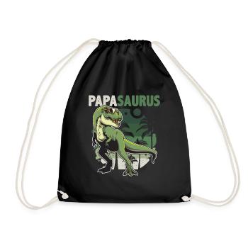 Papasaurus - Papa T Rex Dinosaur Gift - Drawstring Bag - black - Front