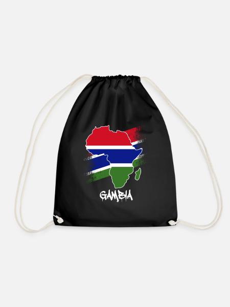 Gambia Flagge in Afrika Karte Liebe Gambia - Turnbeutel - Schwarz