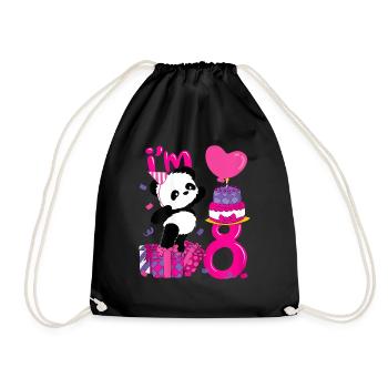 Panda 8. Geburtstag Seit 2013 Pink - Turnbeutel - Schwarz - Vorne