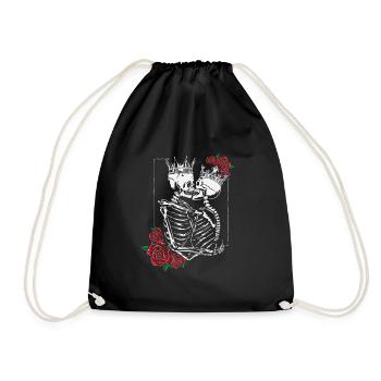 skeleton love lifelong valentine's day - Drawstring Bag - black - Front