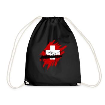 Schweiz Tshirt Flagge Switzerland Zürich Bern - Turnbeutel - Schwarz - Vorne