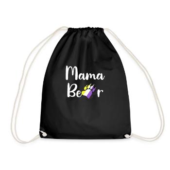 Non-Binary Mama Bear LGBTQ Mom Non-Binary Enby - Drawstring Bag - black - Front