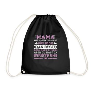Muttertag Mama Geschenk Beste Mama Der Welt - Turnbeutel - Schwarz - Vorne