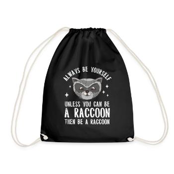 Raccoon Racoon Ferret Marten Animal Gift - Drawstring Bag - black - Front