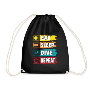 Eat sleep Dive repeat Scuba Diving - Drawstring Bag - black - Front