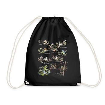 Garden birds blackbird fence king spatzStieglitz - Drawstring Bag - black - Front