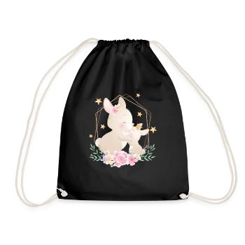 Lapin doux bébé avec la mère de lapin - Sac de sport léger - noir - Devant