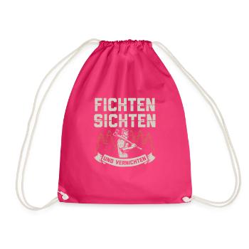 Fichten Sichten Und Vernichten Holzfäller - Turnbeutel - Fuchsia - Vorne