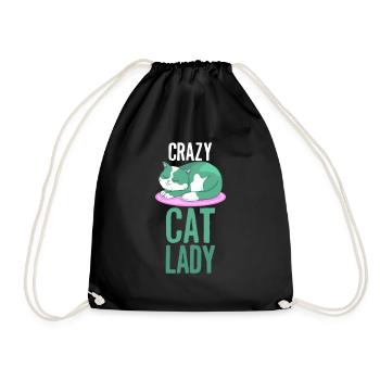 Cat Crazy Cats Lady Lady - Drawstring Bag - black - Front