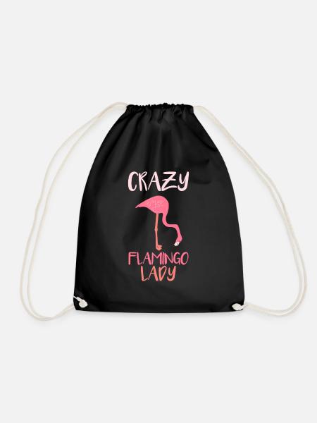 Flamingo Pink Red Animal - Drawstring Bag - black