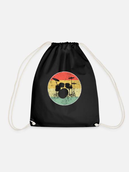Schlagzeug Drums Drumkit Retro - Turnbeutel - Schwarz