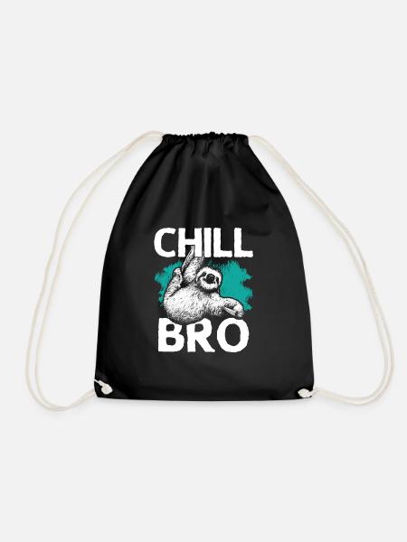 Chill times sloth chill relax hanging - Drawstring Bag - black