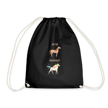 Doctor Vs Pharmacist Unicorn Dancing - Drawstring Bag - black - Front
