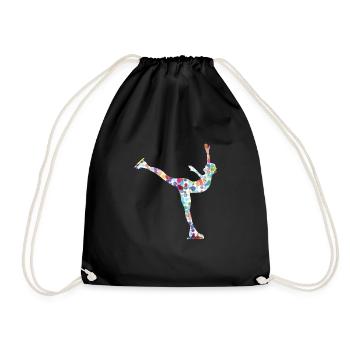 Figure Skating Gift Ice Skating Shoe - Drawstring Bag - black - Front