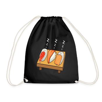 Sushi Sleeps on Table Kawaii Sweet - Drawstring Bag - black - Front
