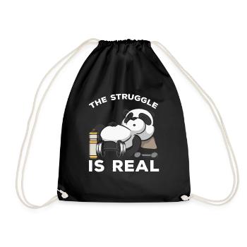 Gewichtheben Sport Lustiges Gym Workout Panda - Turnbeutel - Schwarz - Vorne