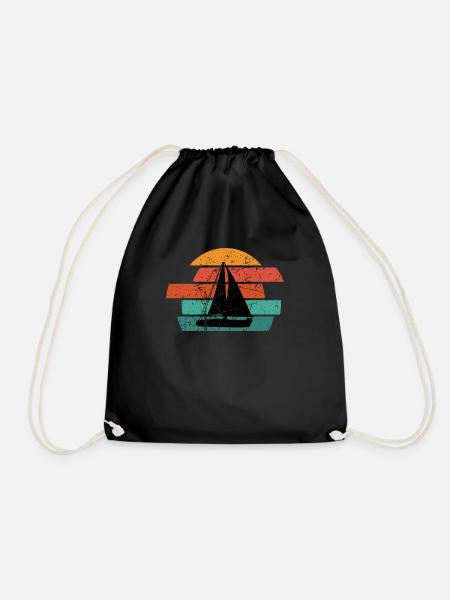 Sailing Sailboat Boat Captain Sailing Ship Sea Lake - Drawstring Bag - black