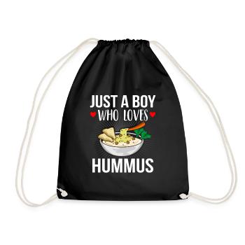 Just A Boy, The Hummus Funny Hummus Word Game - Drawstring Bag - black - Front