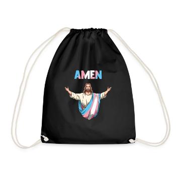 Funny Transgender Jesus - Drawstring Bag - black - Front