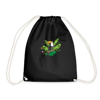 Toucan Costa Rica Tucan Tropical Bird Caribbean Motif - Drawstring Bag - black - Front