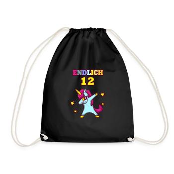 Einhorn 12 Jahre Geburtstag Einhorn Geburtstag - Turnbeutel - Schwarz - Vorne