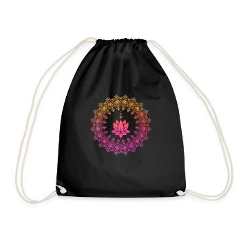 Lotus Mandala Lotusblume Geschenk - Turnbeutel - Schwarz - Vorne