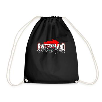 Schweiz Tshirt Flagge Switzerland Zürich Bern - Turnbeutel - Schwarz - Vorne