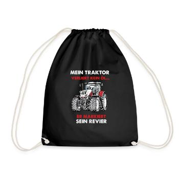 Traktor - Landwirt - Blickfang - Turnbeutel - Schwarz - Vorne