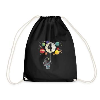 4th Birthday Happy Birthday Child Astronaut - Drawstring Bag - black - Front