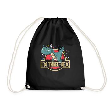 3rd Birthday Happy Birthday Dino T Rex Three Rex - Drawstring Bag - black - Front