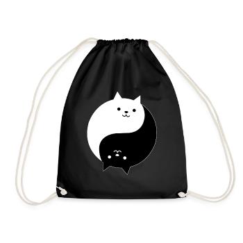 Katzen ying yang Cat - Turnbeutel - Schwarz - Vorne
