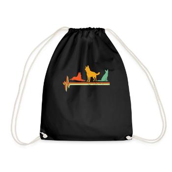 German Shepherd Heartbeat Shirt Retro German Sheph - Drawstring Bag - black - Front