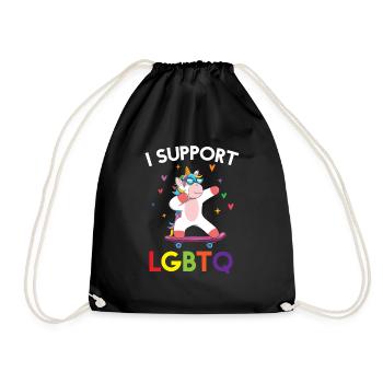 I Support LGBTQ Unicorn - Drawstring Bag - black - Front