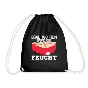 Lustiger Saufen Spruch Bier Pong Wettbewerb - Turnbeutel - Schwarz - Vorne