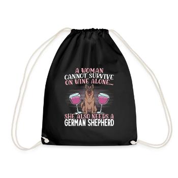 A Girl And Her German Shepherd - Drawstring Bag - black - Front