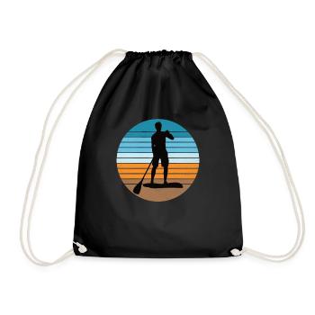 Standup Paddle Sportler auf Fluss und Meer - Turnbeutel - Schwarz - Vorne
