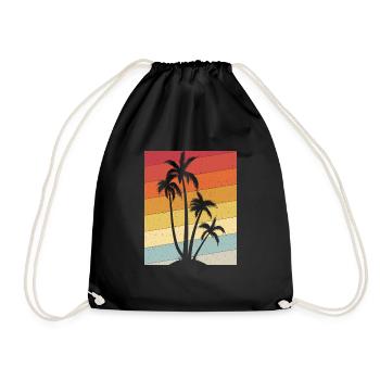 Palmen Sommer Retro Vintage - Turnbeutel - Schwarz - Vorne