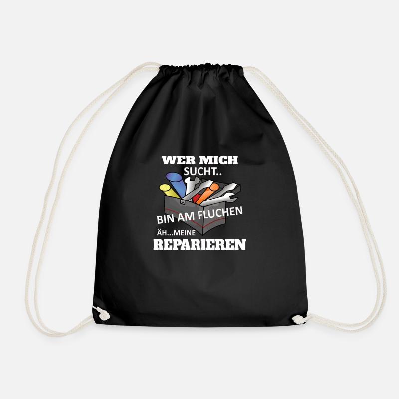 Lustiges Heimwerker Handwerker Design - Turnbeutel - Schwarz