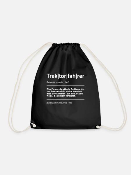 Traktor Bauer Trecker Bauernhof Landwirtschaft Hof - Turnbeutel - Schwarz