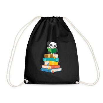 Panda ours ours panda livres Amour Cadeau - Sac de sport léger - noir - Devant