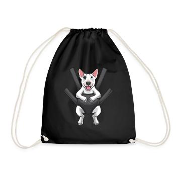 Miniature Bullterrier in Tragetasche - Turnbeutel - Schwarz - Vorne