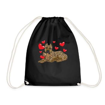 Presa Canario chien avec des animaux en peluche et des coeurs - Sac de sport léger - noir - Devant