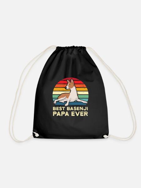 Beste Basenji Papa Ever Sonnenuntergang Shirt Retro Basenji - Turnbeutel - Schwarz